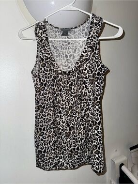 Ann Taylor Leopard-Print Sleeveless Tank Top - Brown & White
